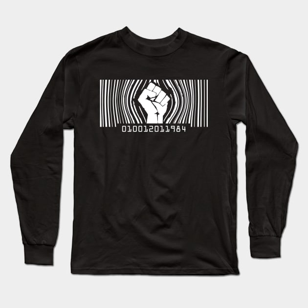Raised Fist Barcode Long Sleeve T-Shirt by erickglez16